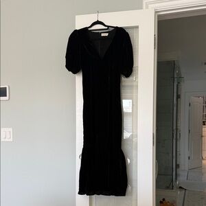 RHODE Black Velvet Midi Dress